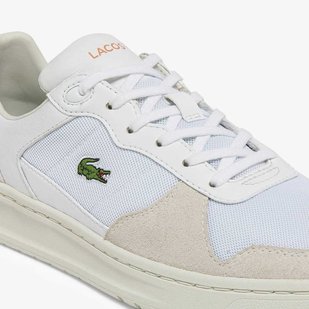 Lacoste Perf-Shot Suede Sneakers White/Orange | WYO-614298