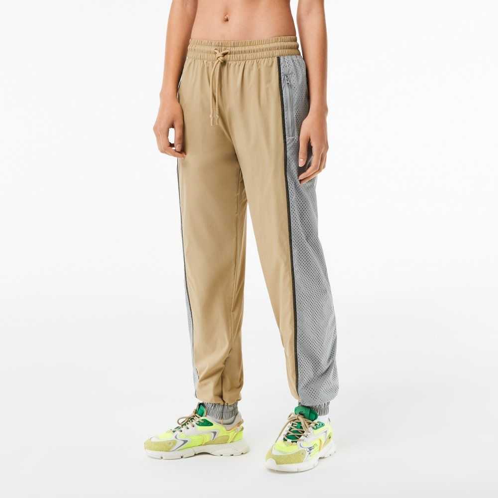 Lacoste Perforated Effect Track Pants Beige / Grey | YTN-629301