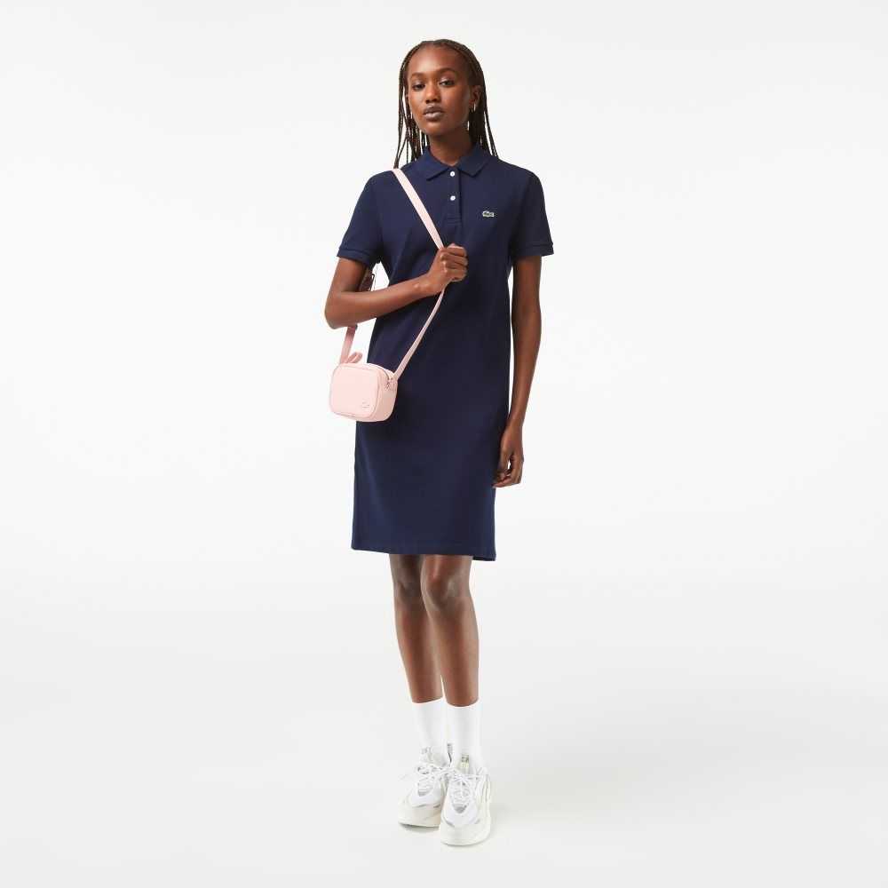 Lacoste Pique Knit Polo Dress Navy Blue | XDB-604735