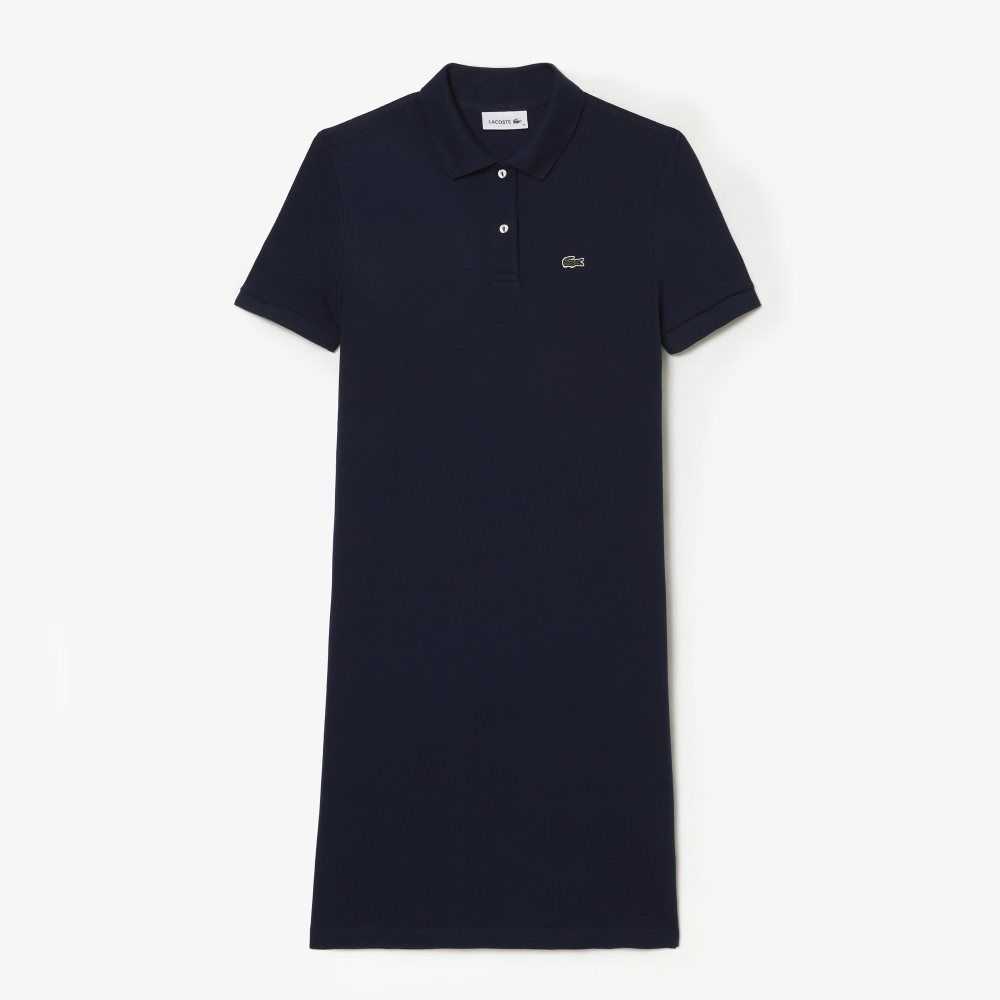 Lacoste Pique Knit Polo Dress Navy Blue | XDB-604735