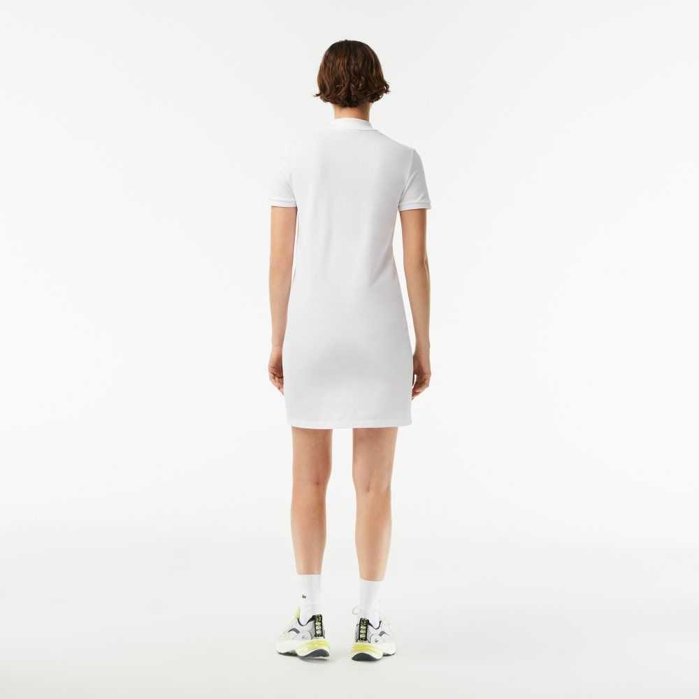 Lacoste Pique Knit Polo Dress White | LJK-150483