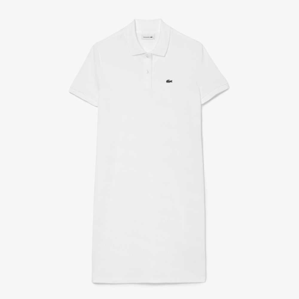 Lacoste Pique Knit Polo Dress White | LJK-150483