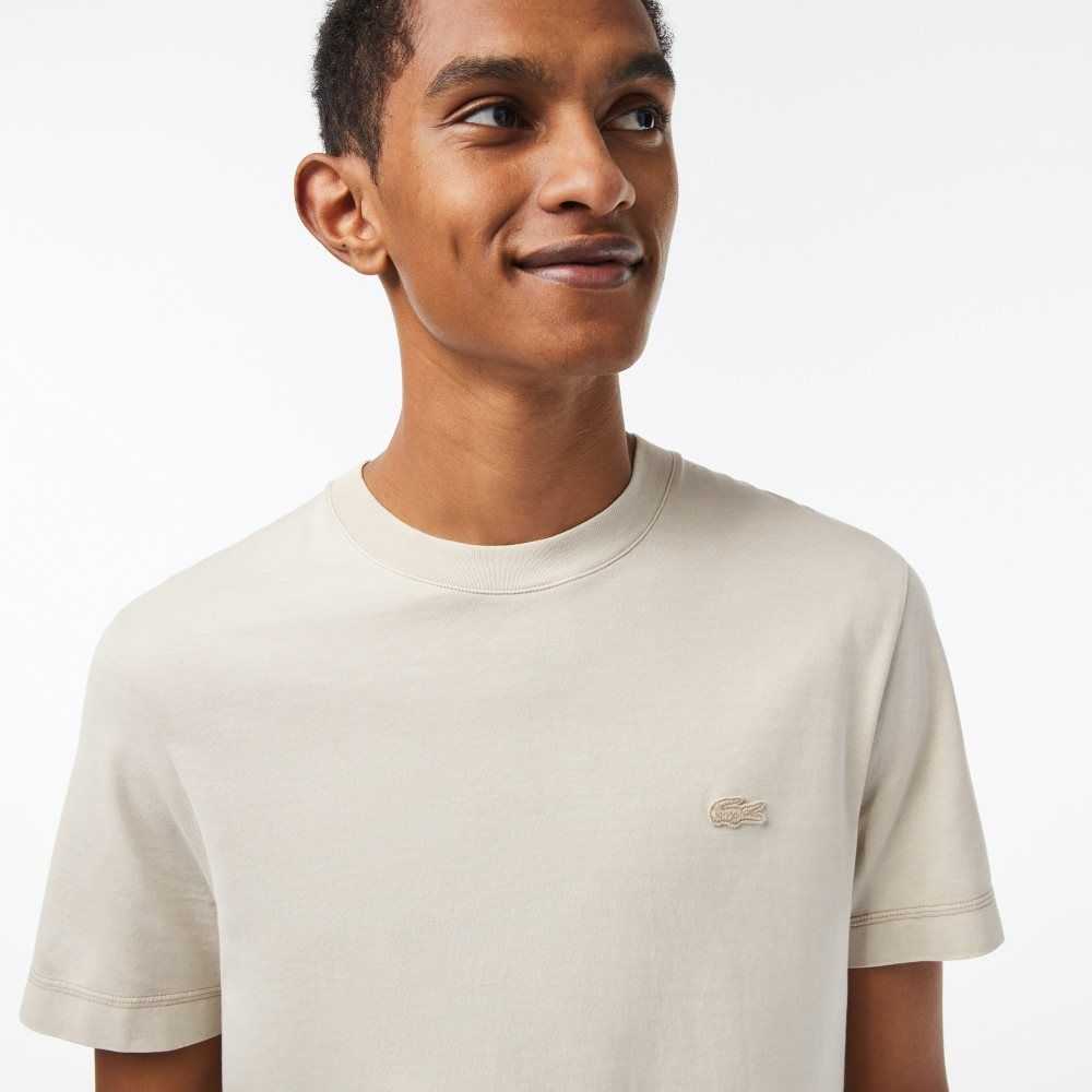 Lacoste Plain Organic Cotton T-Shirt Beige | KNH-328790