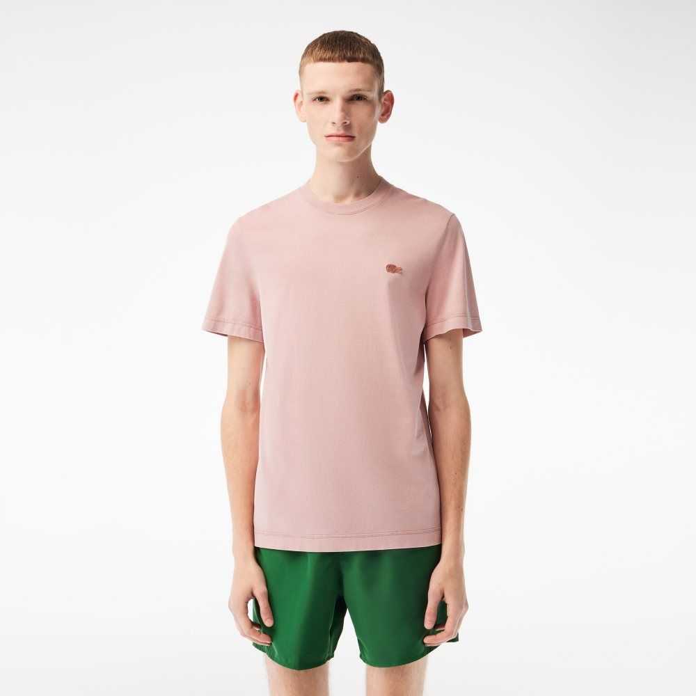 Lacoste Plain Organic Cotton T-Shirt Pink | DEU-504318