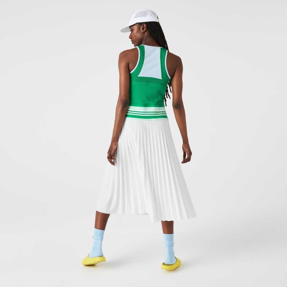 Lacoste Pleated Colorblock Tank Top Dress Blue / Green / White | SVZ-735082