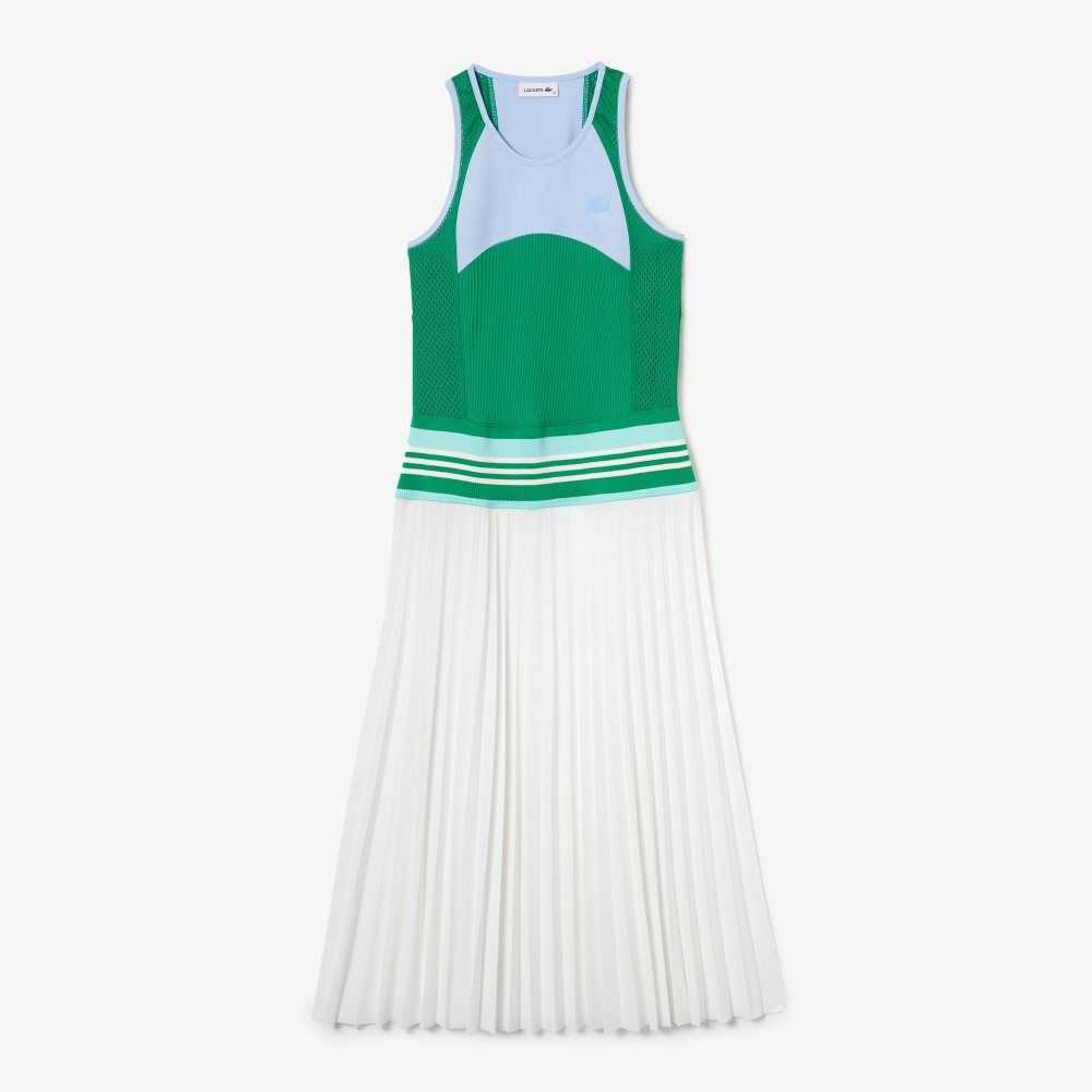 Lacoste Pleated Colorblock Tank Top Dress Blue / Green / White | SVZ-735082