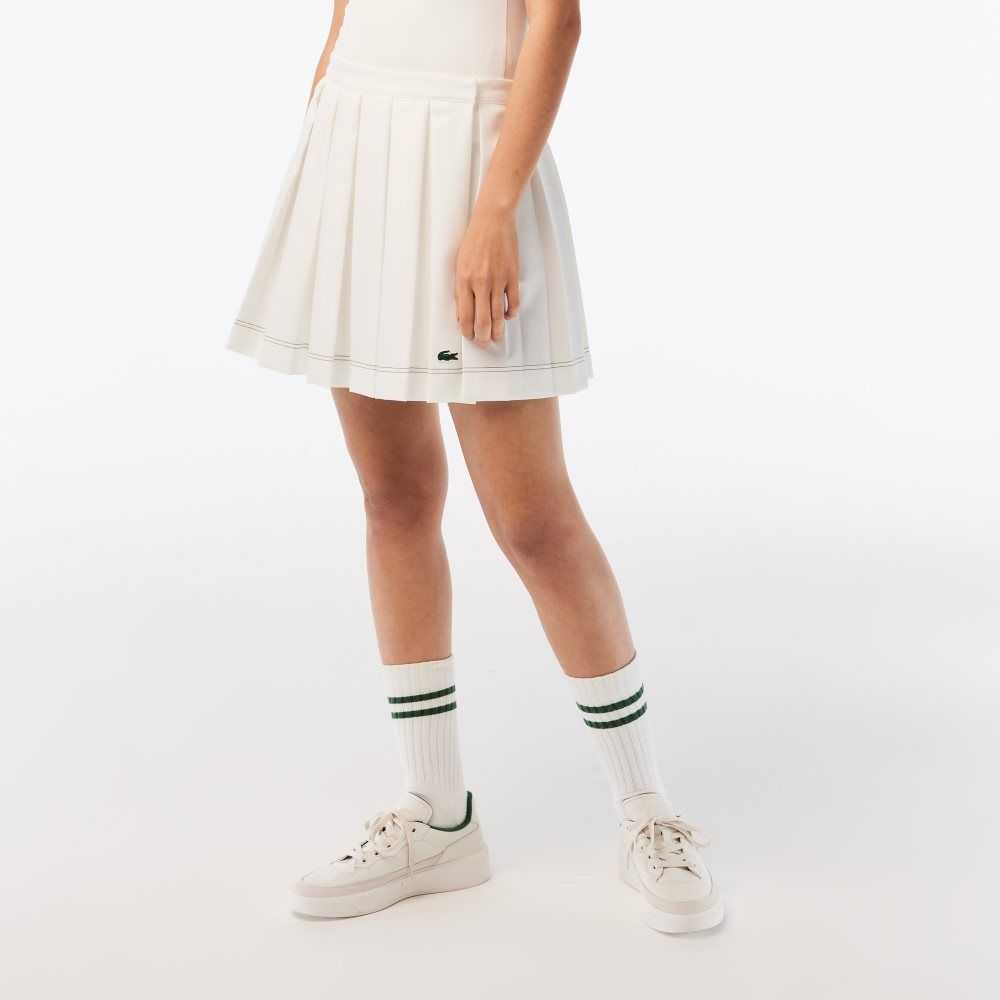 Lacoste Pleated Skirt White | OFH-396415