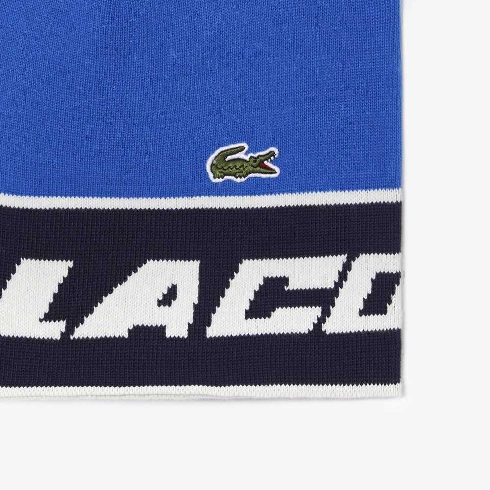 Lacoste Pom-Pom And Color-Block Beanie Blue / Navy Blue / White | AZK-157986