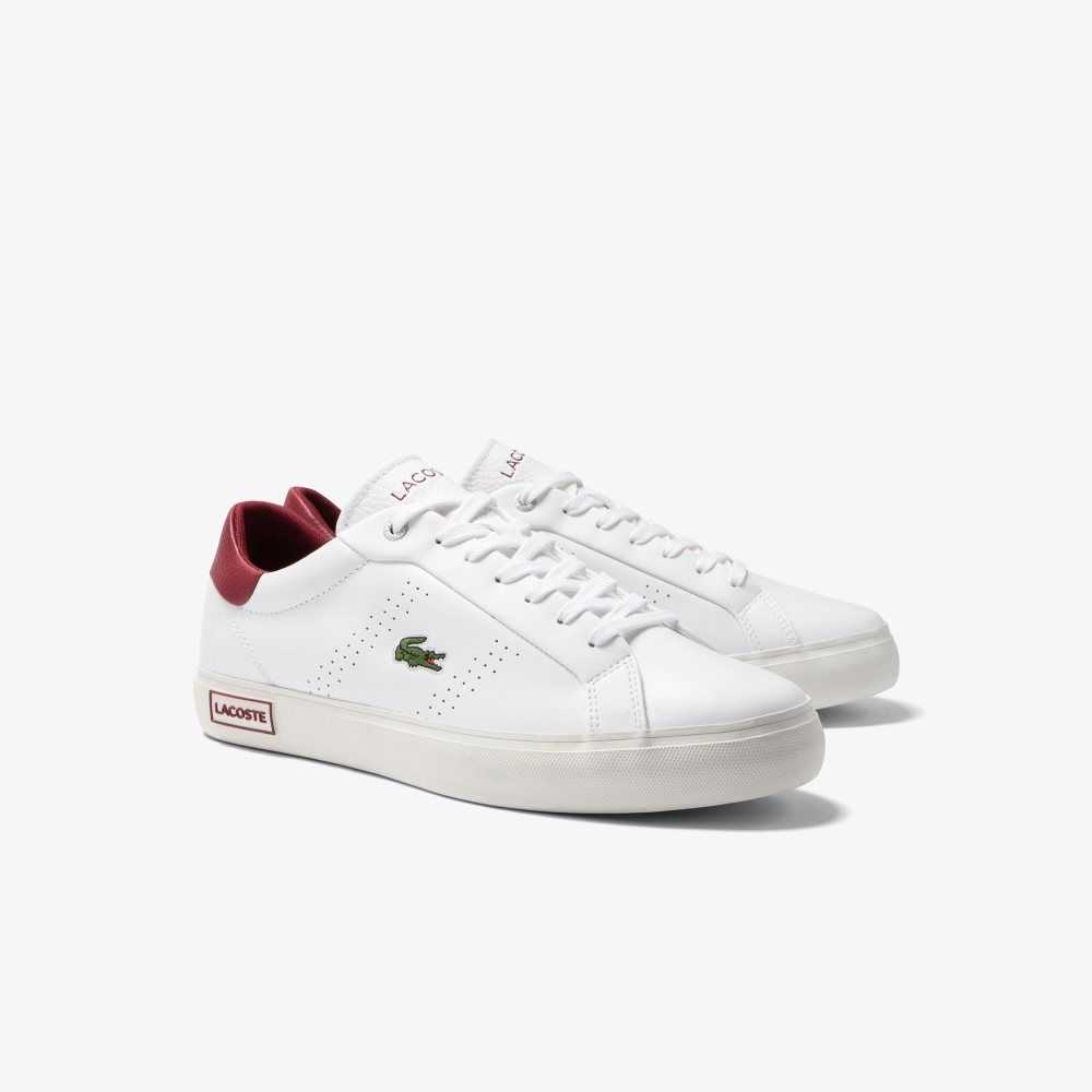 Lacoste Powercourt 2.0 Leather Heel Pop Sneakers White / Red | VDL-365279