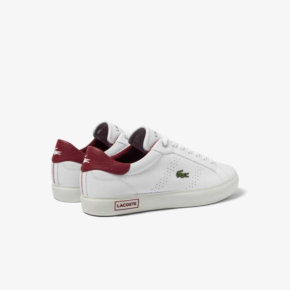 Lacoste Powercourt 2.0 Leather Heel Pop Sneakers White / Red | VDL-365279