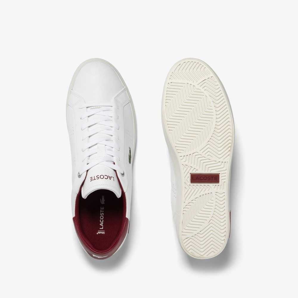 Lacoste Powercourt 2.0 Leather Heel Pop Sneakers White / Red | VDL-365279