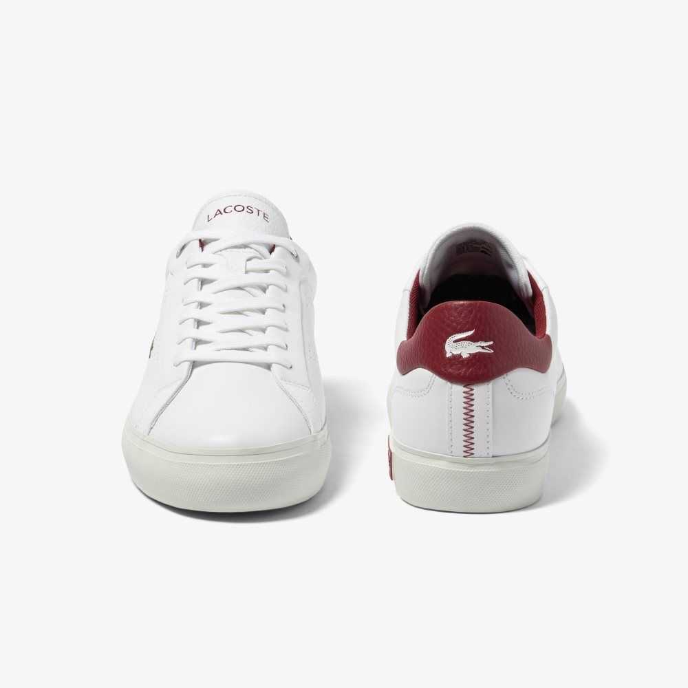 Lacoste Powercourt 2.0 Leather Heel Pop Sneakers White / Red | VDL-365279