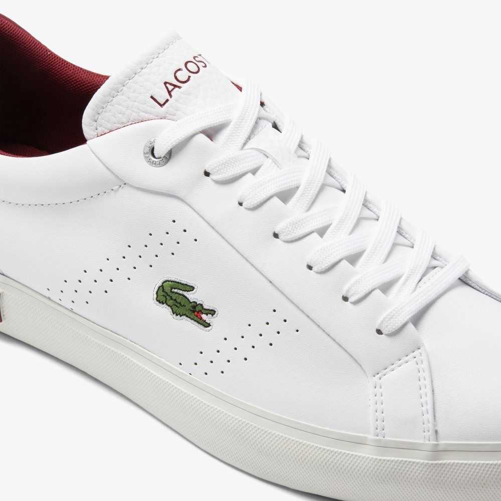 Lacoste Powercourt 2.0 Leather Heel Pop Sneakers White / Red | VDL-365279