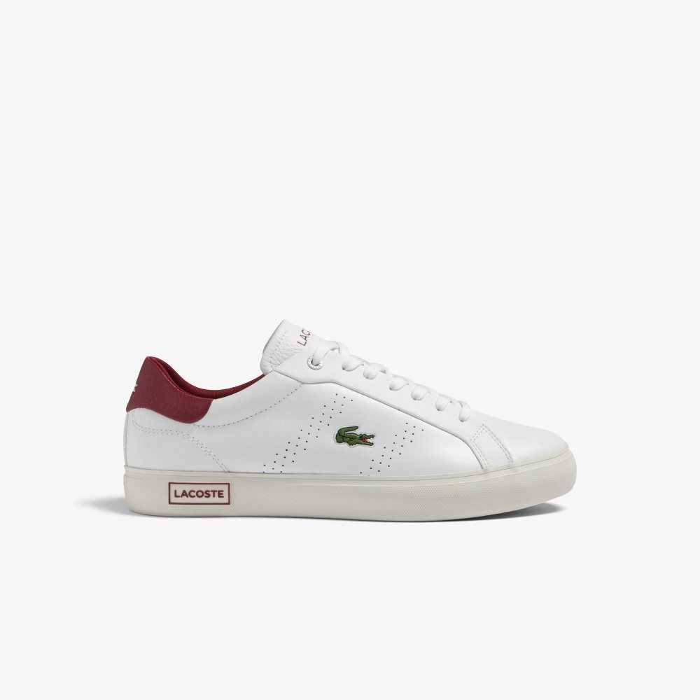 Lacoste Powercourt 2.0 Leather Heel Pop Sneakers White / Red | VDL-365279