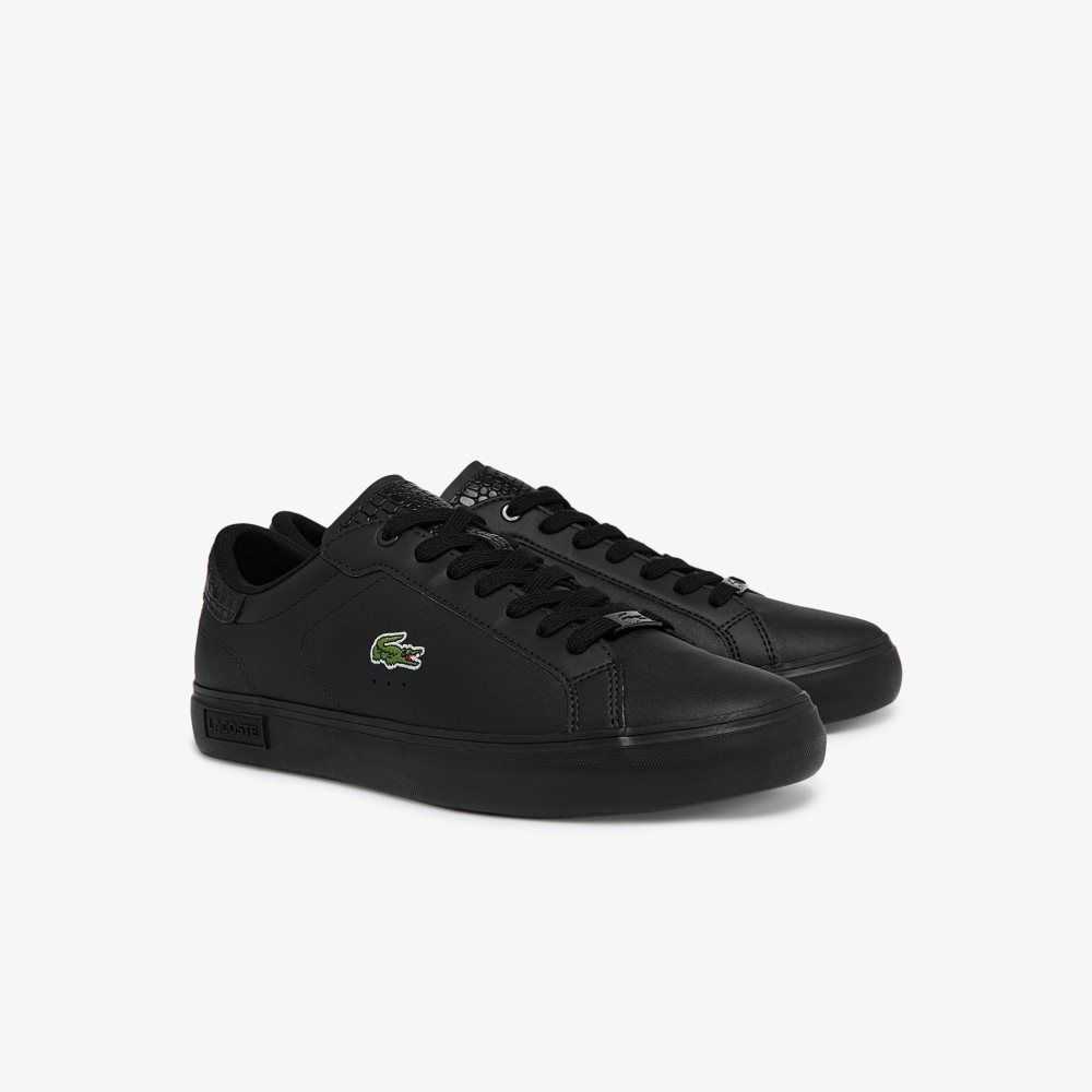 Lacoste Powercourt Burnished Leather Sneakers Blk/Blk | ALR-453087