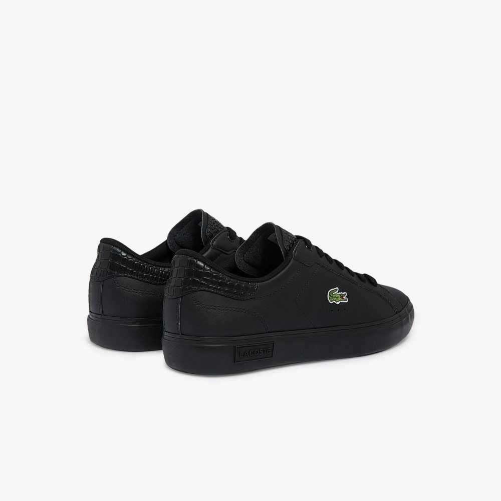 Lacoste Powercourt Burnished Leather Sneakers Blk/Blk | ALR-453087