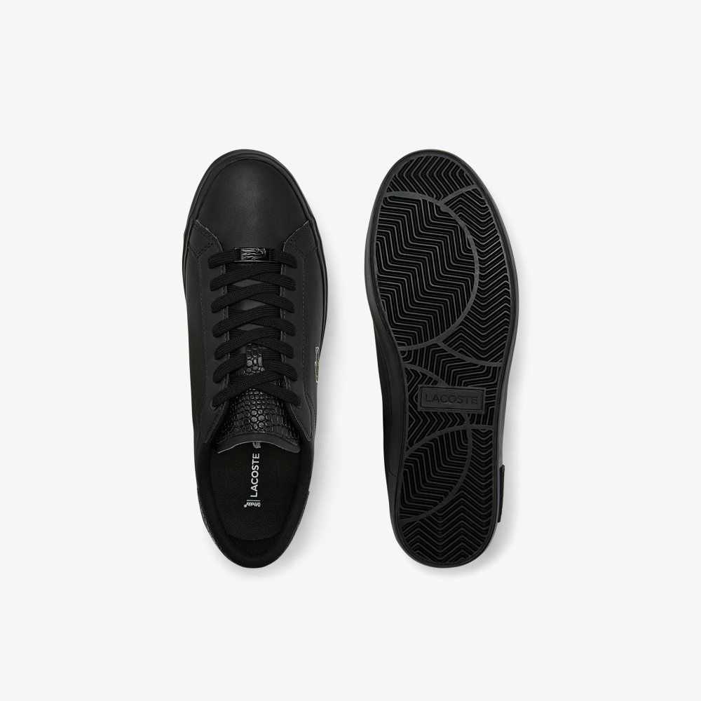 Lacoste Powercourt Burnished Leather Sneakers Blk/Blk | ALR-453087