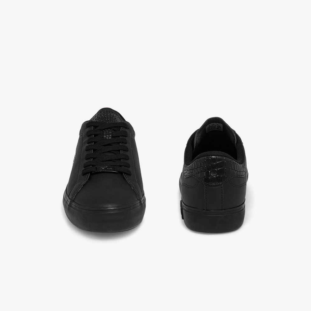 Lacoste Powercourt Burnished Leather Sneakers Blk/Blk | ALR-453087