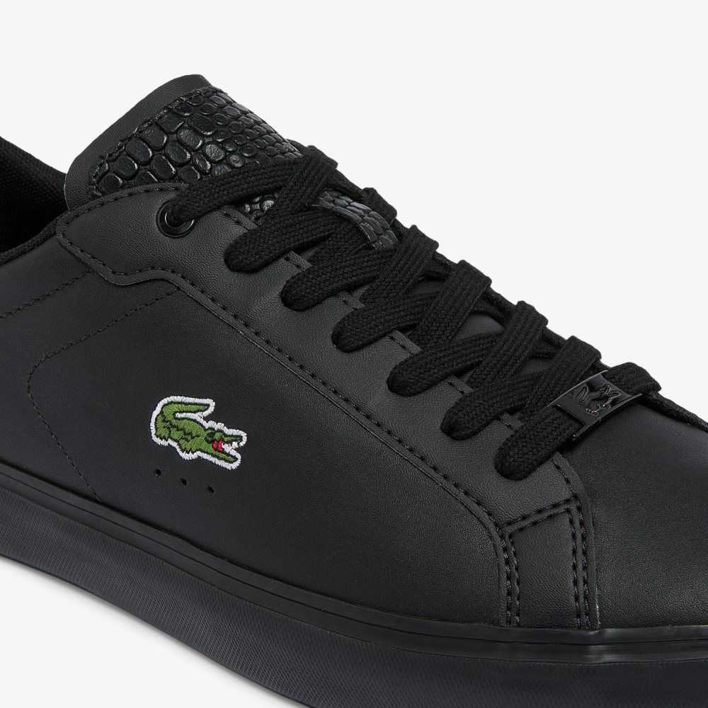 Lacoste Powercourt Burnished Leather Sneakers Blk/Blk | ALR-453087