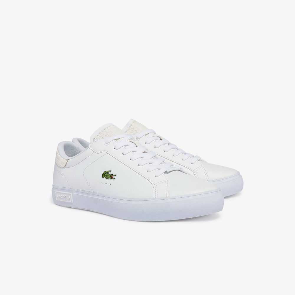 Lacoste Powercourt Burnished Leather Sneakers White/White | SCB-837952