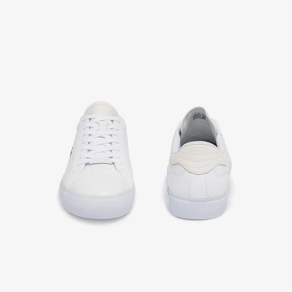 Lacoste Powercourt Burnished Leather Sneakers White/White | SCB-837952