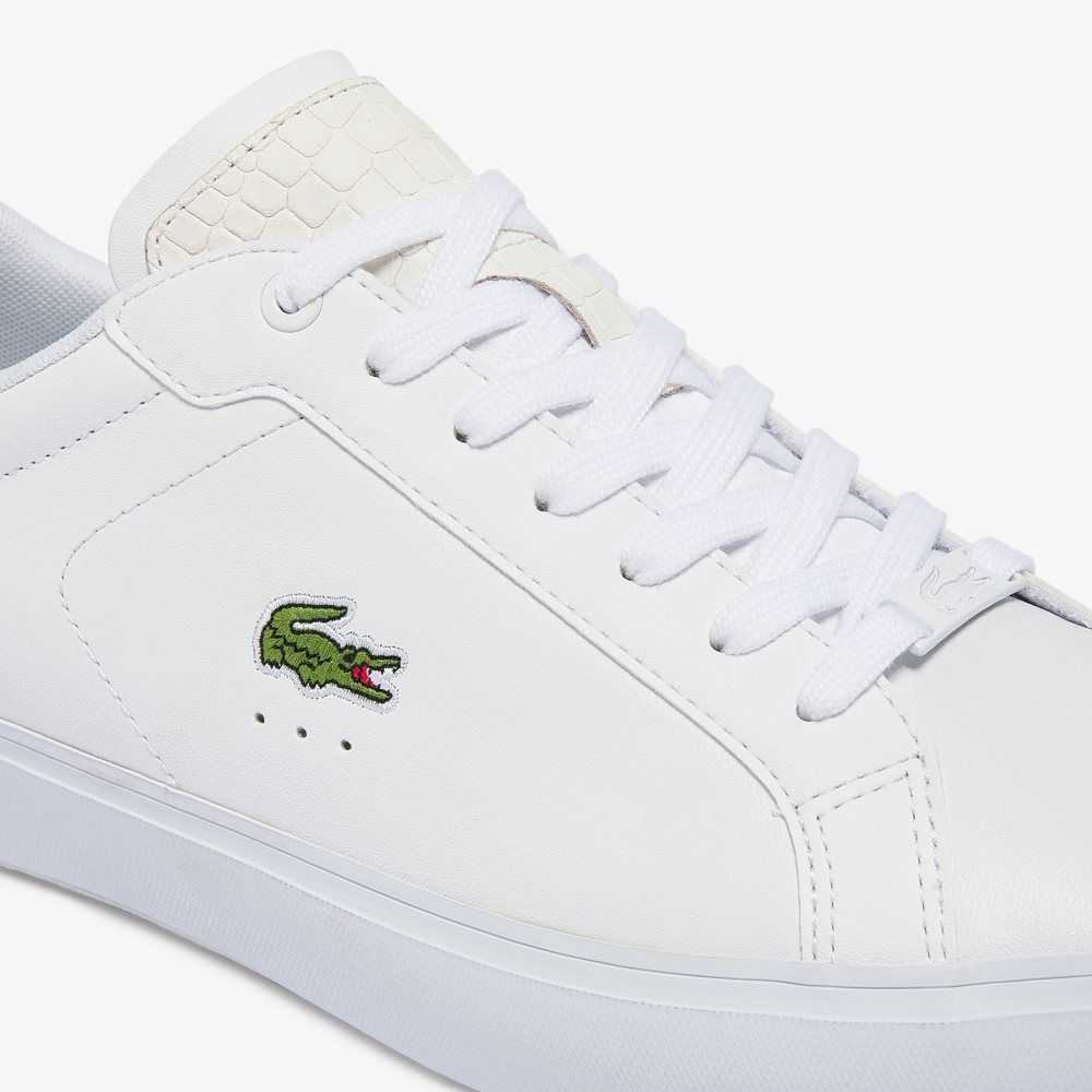 Lacoste Powercourt Burnished Leather Sneakers White/White | SCB-837952