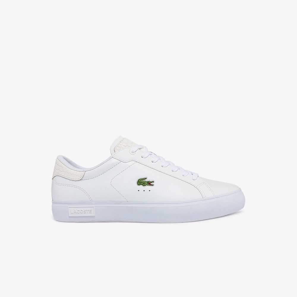 Lacoste Powercourt Burnished Leather Sneakers White/White | SCB-837952