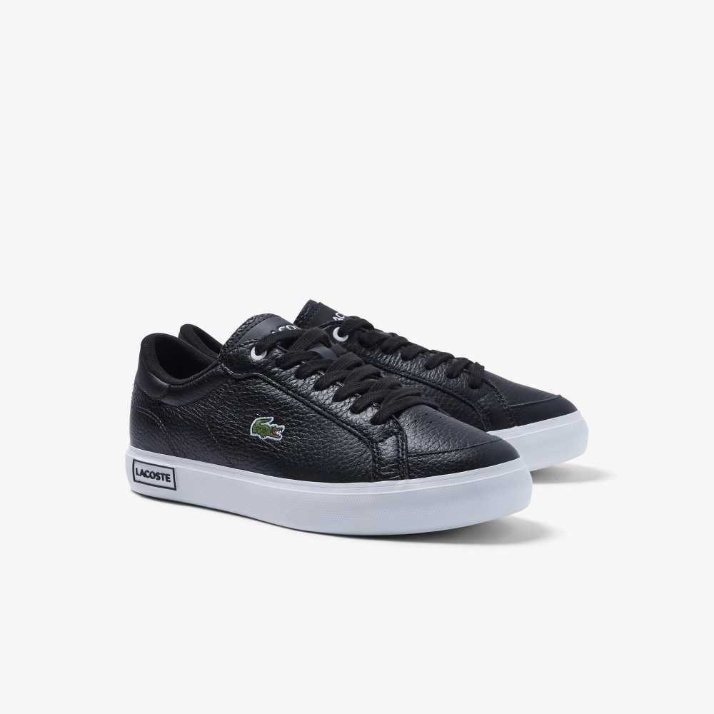 Lacoste Powercourt Leather Detailed Sneakers Black/White | RLM-850243