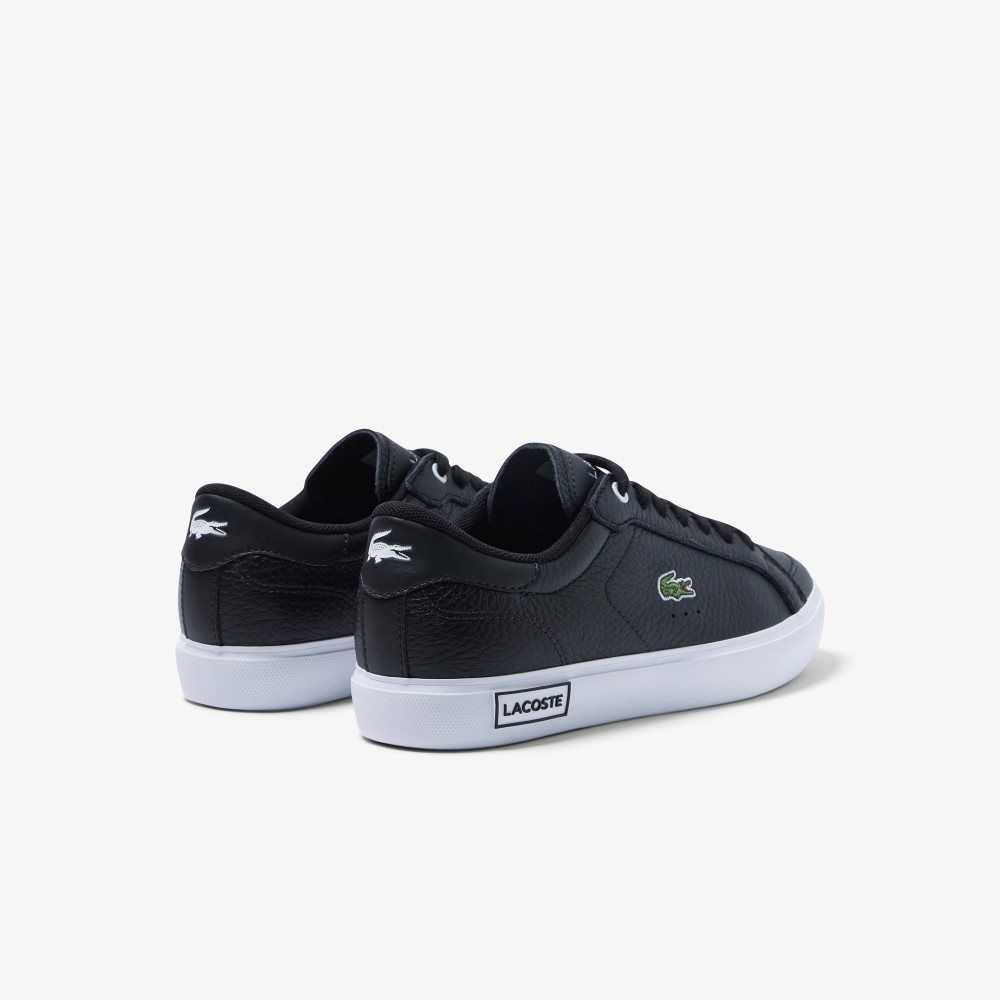 Lacoste Powercourt Leather Detailed Sneakers Black/White | RLM-850243