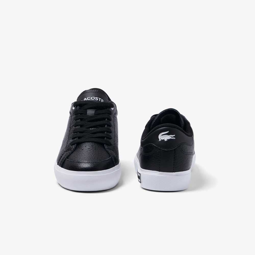 Lacoste Powercourt Leather Detailed Sneakers Black/White | RLM-850243