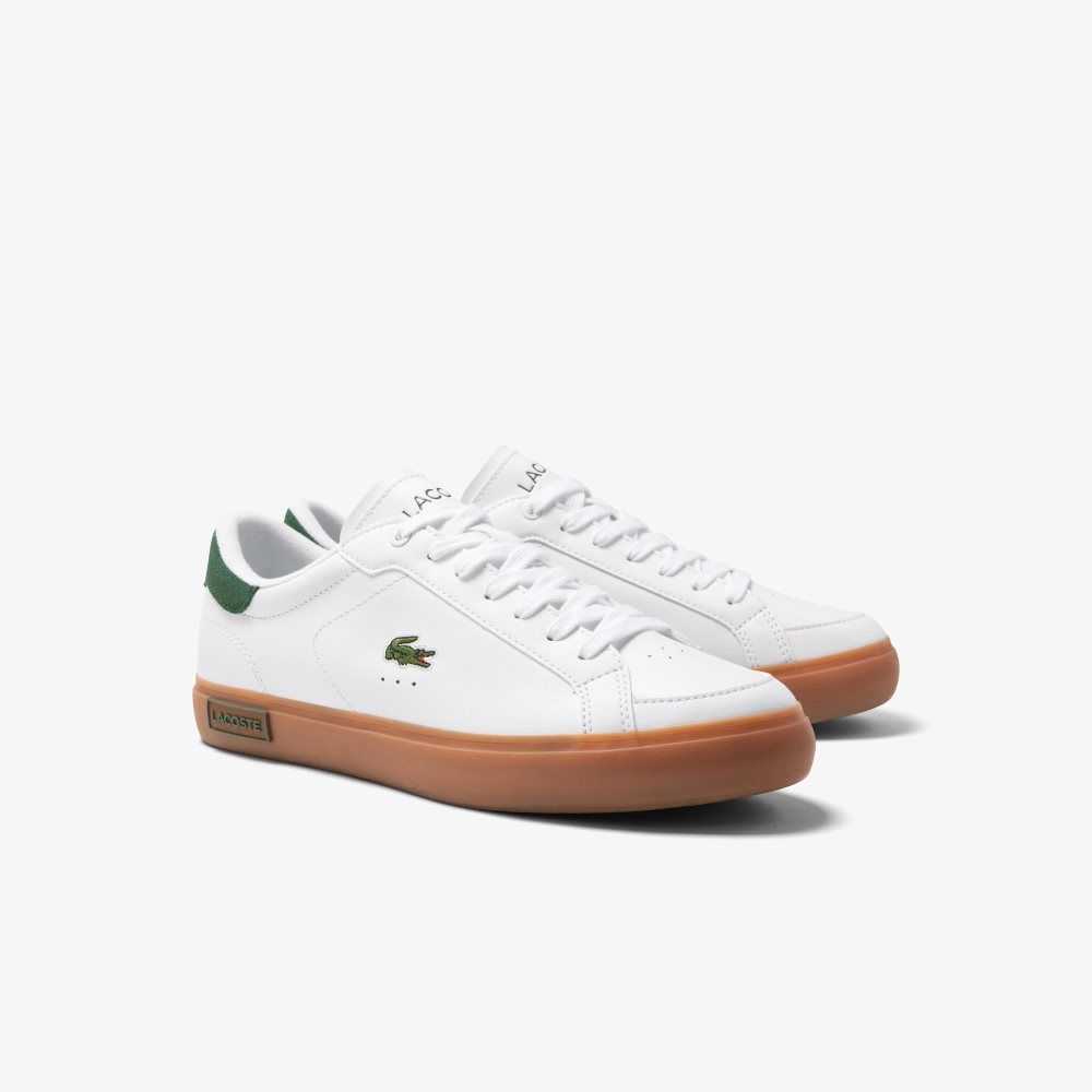 Lacoste Powercourt Leather Heel Pop Sneakers Wht/Gum | EWC-692830