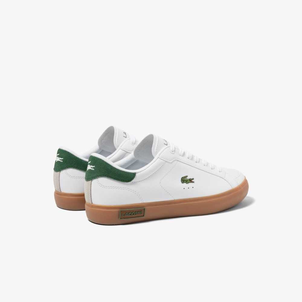 Lacoste Powercourt Leather Heel Pop Sneakers Wht/Gum | EWC-692830