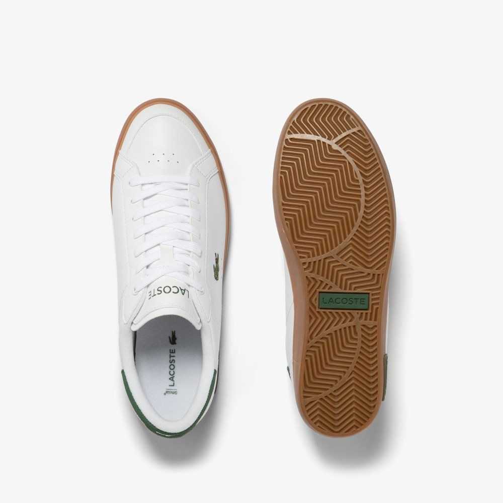 Lacoste Powercourt Leather Heel Pop Sneakers Wht/Gum | EWC-692830