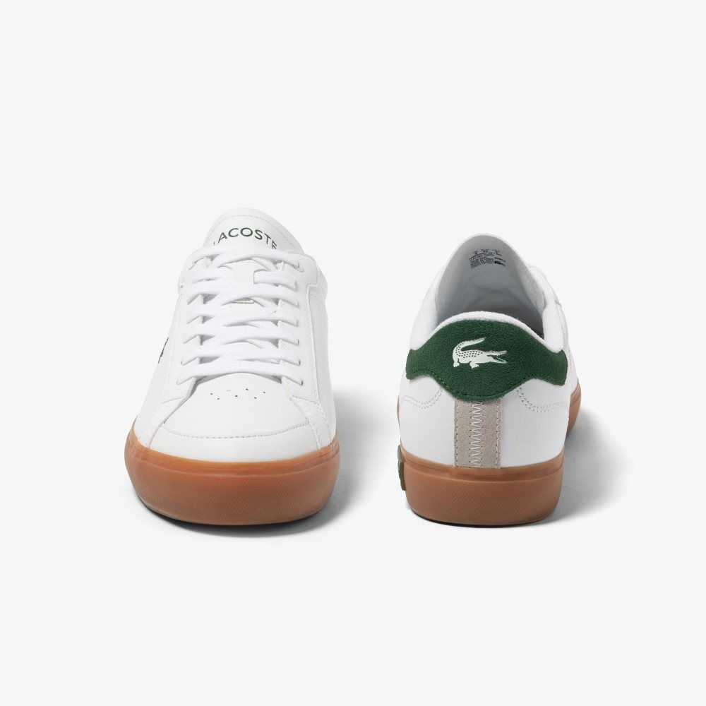 Lacoste Powercourt Leather Heel Pop Sneakers Wht/Gum | EWC-692830