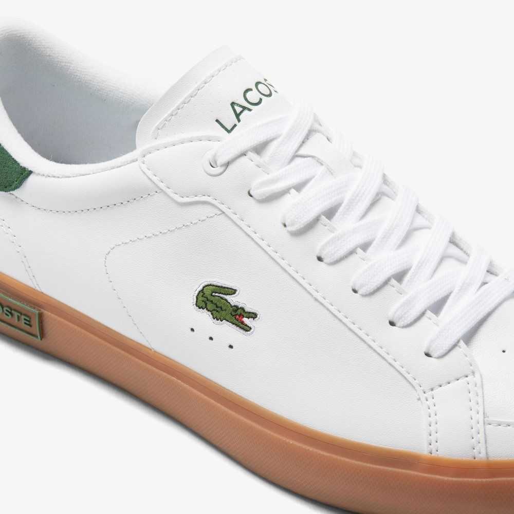 Lacoste Powercourt Leather Heel Pop Sneakers Wht/Gum | EWC-692830