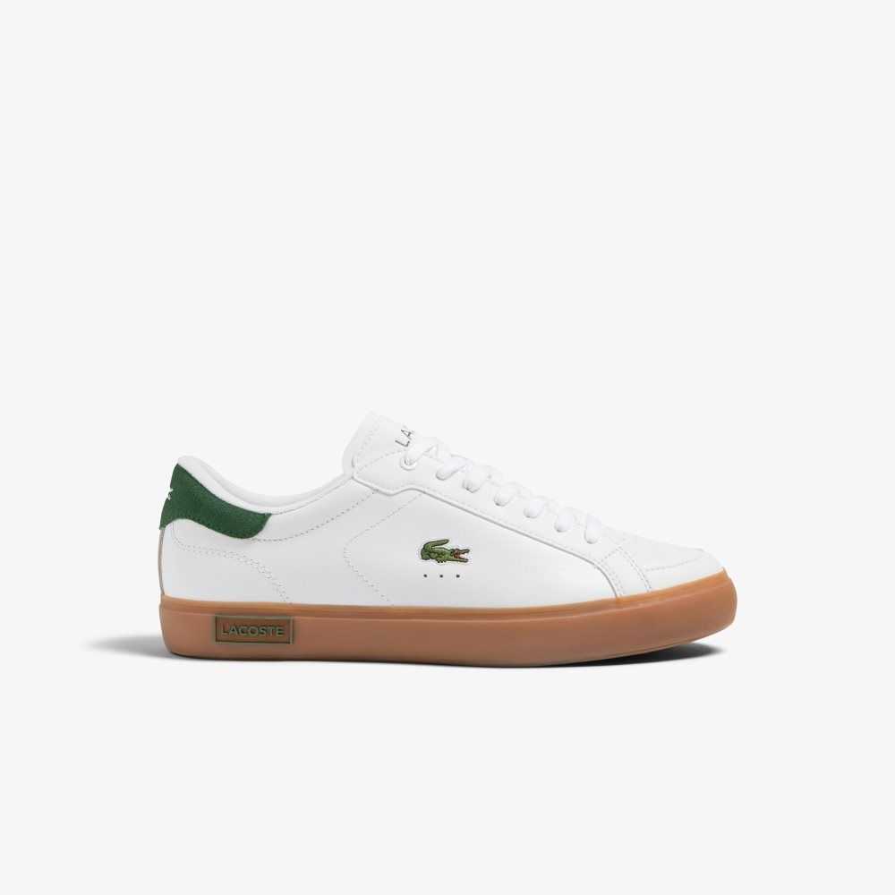 Lacoste Powercourt Leather Heel Pop Sneakers Wht/Gum | EWC-692830