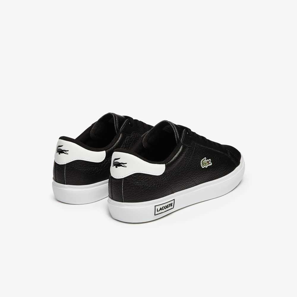 Lacoste Powercourt Leather Sneakers Black/White | DIU-356142