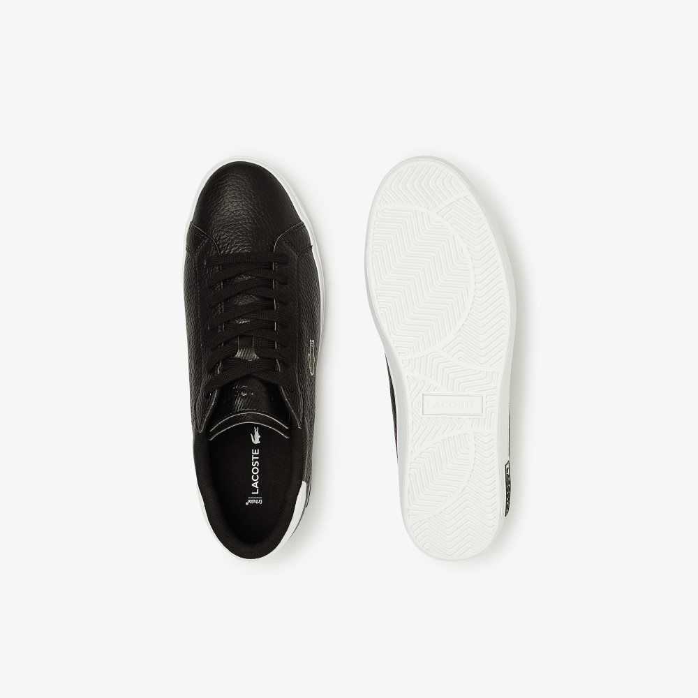 Lacoste Powercourt Leather Sneakers Black/White | DIU-356142