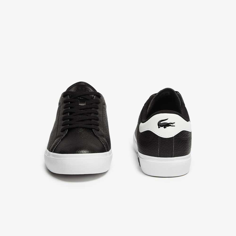 Lacoste Powercourt Leather Sneakers Black/White | DIU-356142