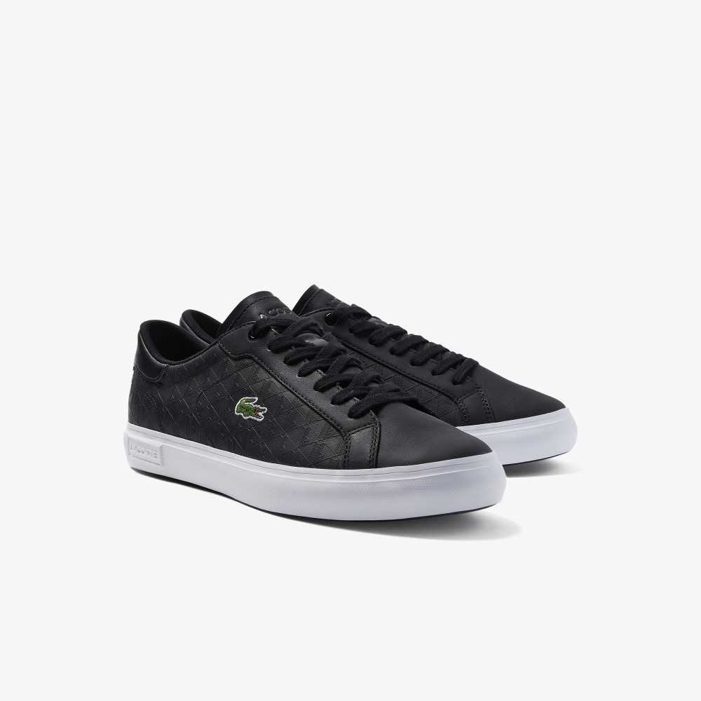 Lacoste Powercourt Leather Sneakers Black/White | KNG-043261