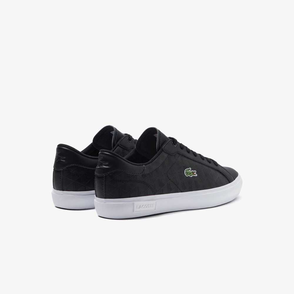 Lacoste Powercourt Leather Sneakers Black/White | KNG-043261