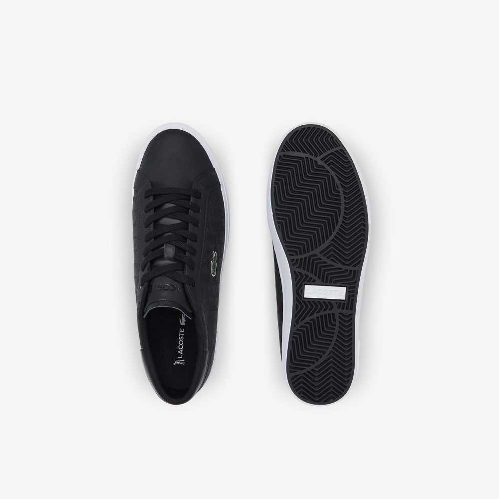 Lacoste Powercourt Leather Sneakers Black/White | KNG-043261