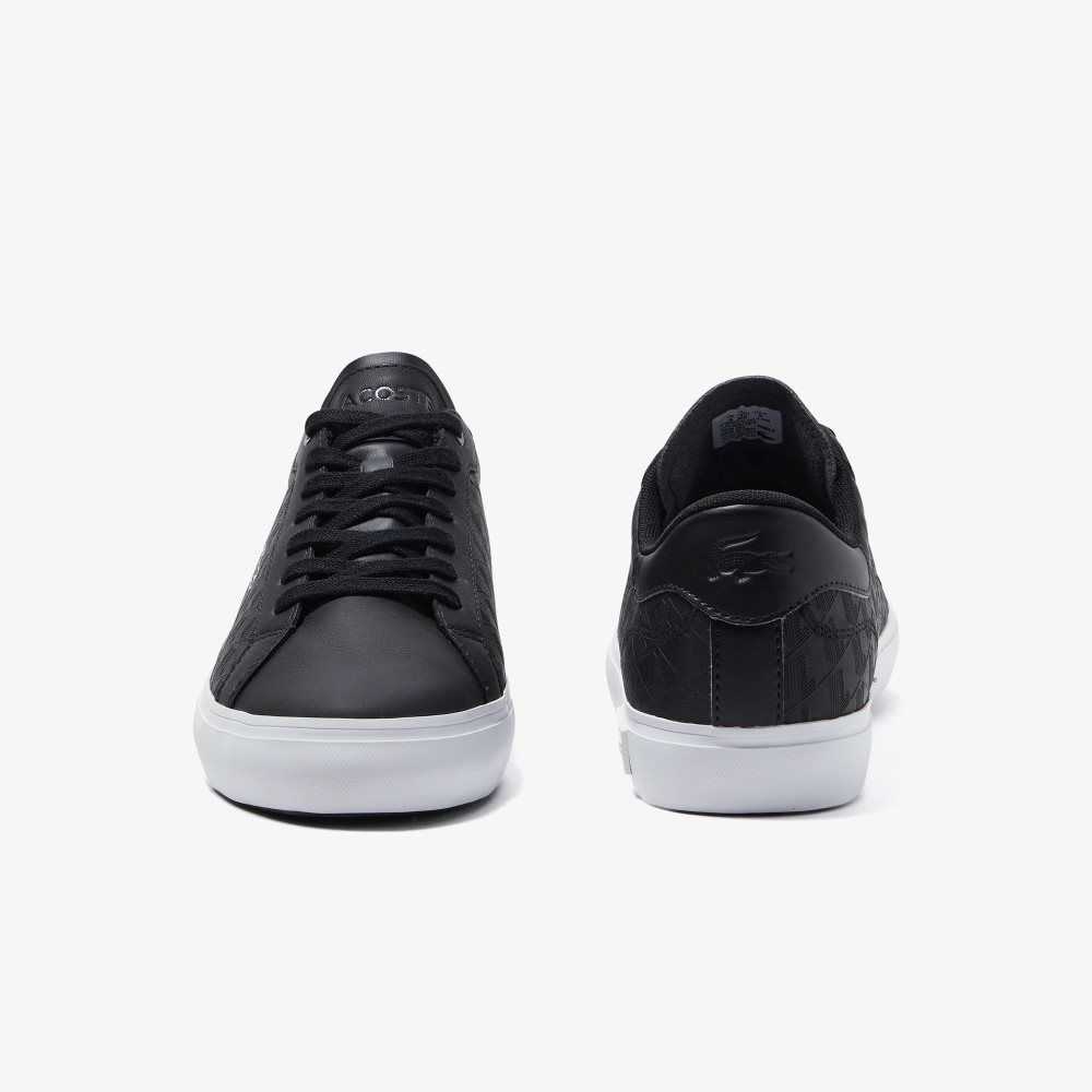 Lacoste Powercourt Leather Sneakers Black/White | KNG-043261