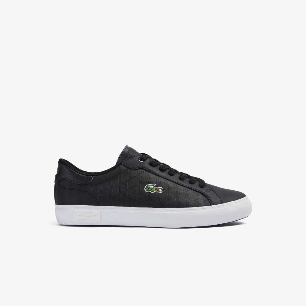 Lacoste Powercourt Leather Sneakers Black/White | KNG-043261