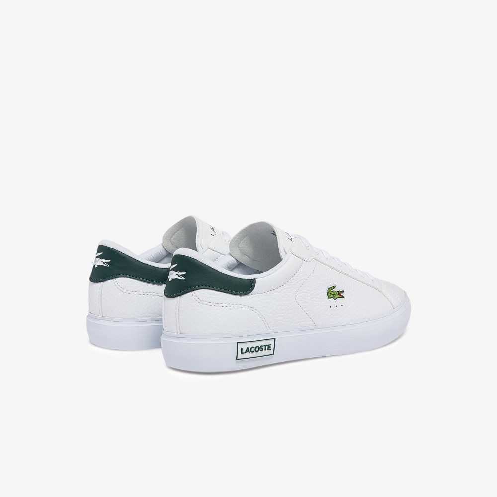 Lacoste Powercourt Leather Sneakers White/Dark Green | PIW-416053