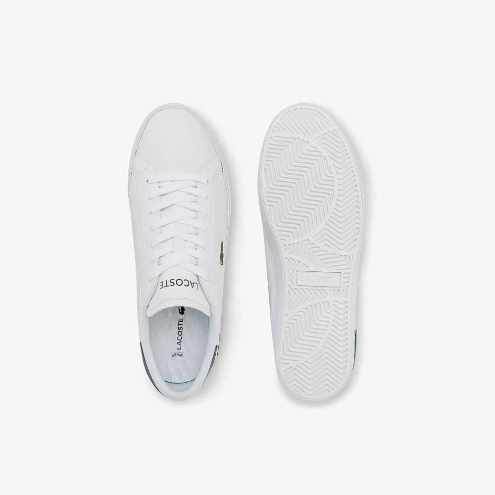 Lacoste Powercourt Leather Sneakers White/Dark Green | PIW-416053