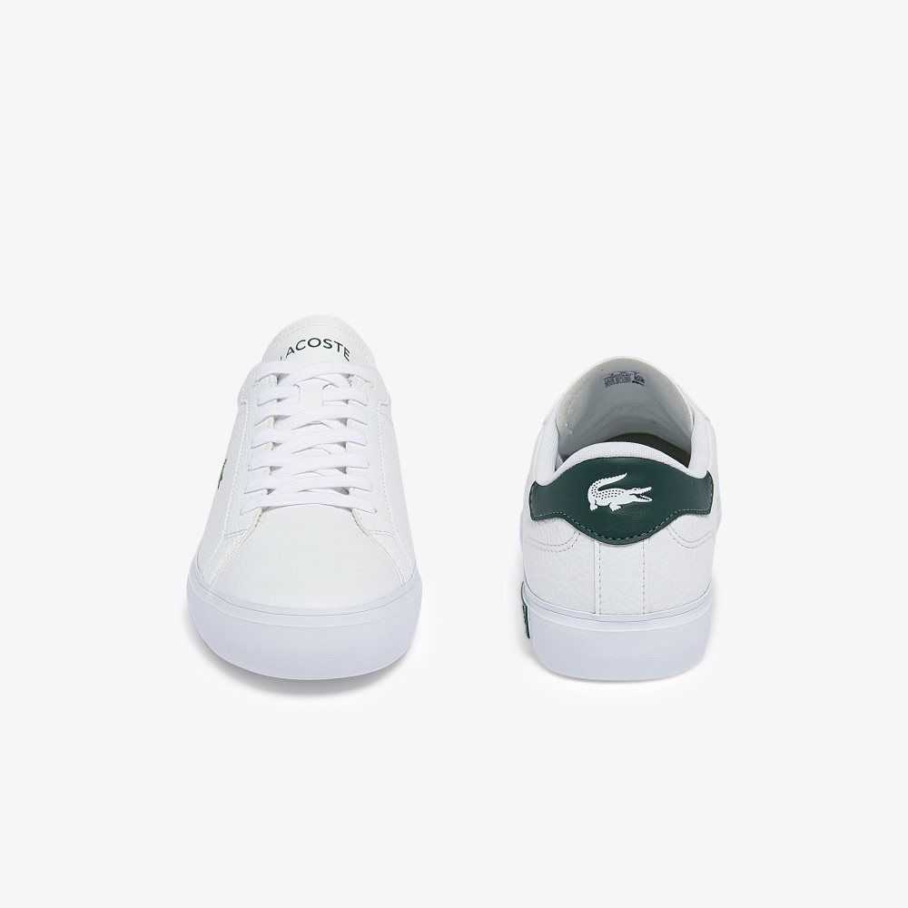 Lacoste Powercourt Leather Sneakers White/Dark Green | PIW-416053