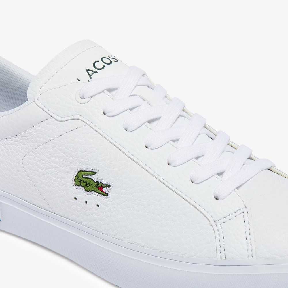 Lacoste Powercourt Leather Sneakers White/Dark Green | PIW-416053