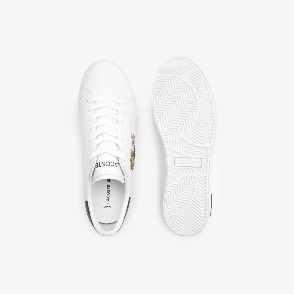 Lacoste Powercourt Leather Sneakers White/Dark Green | ZIY-356289