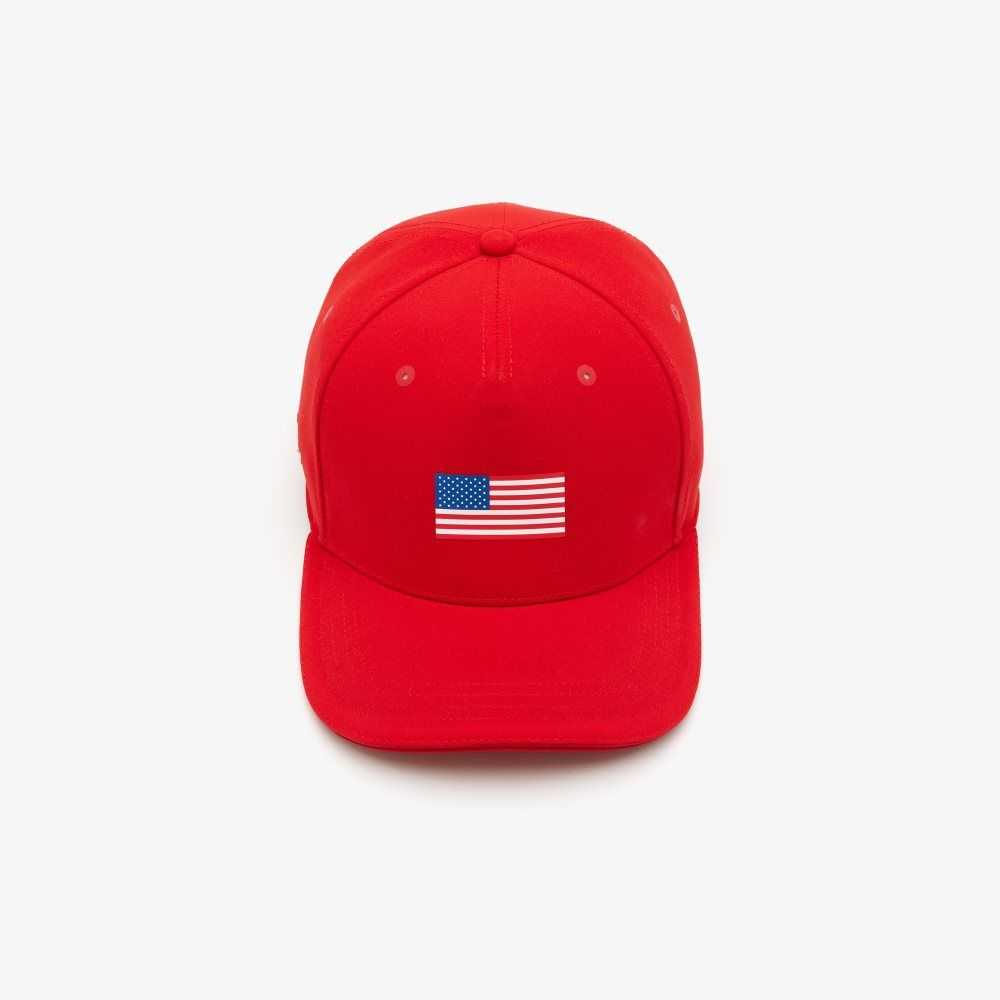 Lacoste Presidents Cup SPORT American Flag Adjustable Cap Red | TKL-517032